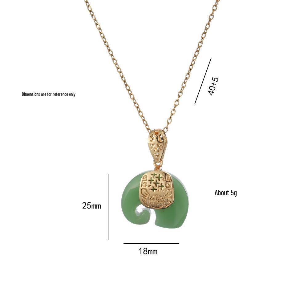 Elegante Pingente de Cabacinha com Fecho de Paz de Jade - Corrente para Clavícula em Aço Titânio no Estilo Chinês Retro