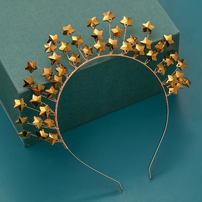 Trendy Stern Gold Stirnband Hochzeit Tiara Braut Kopfschmuck Frauen Haarschmuck Hochzeit Haarschmuck Handmade
