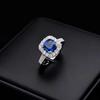 Deluxe Simulated Natural Emerald Ruby Square Bag Ring Women'S Light Luxury High-Texture High-Carbon Diamond Ring