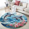 Dolphins Round Area Rug,Carpet Rug for Living Room Bedroom Sofa Playroom Decor,Non-slip Floor Mat