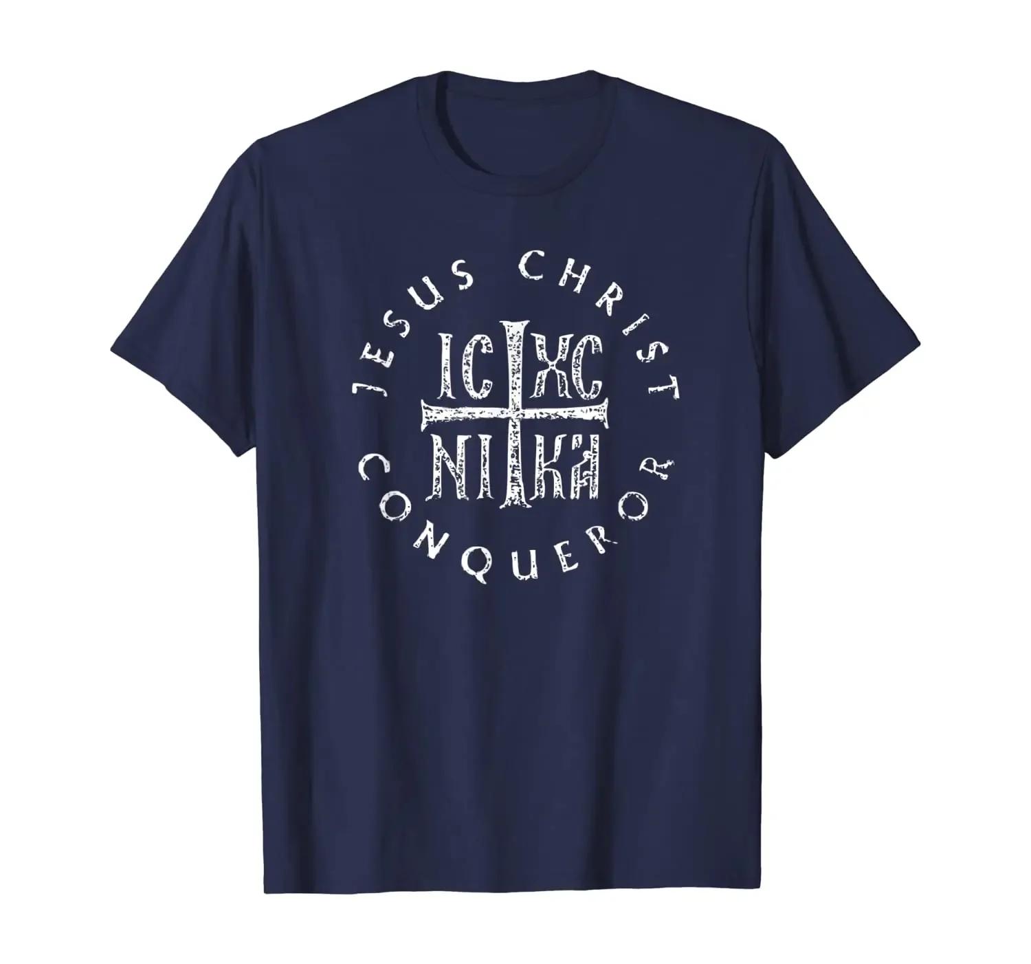 

Christogram Orthodox Christian IC XC NIKA Cross TShirt 100 Cotton ONeck Summer Short Sleeve Casual Mens Tshirt Size S3XL 4XL