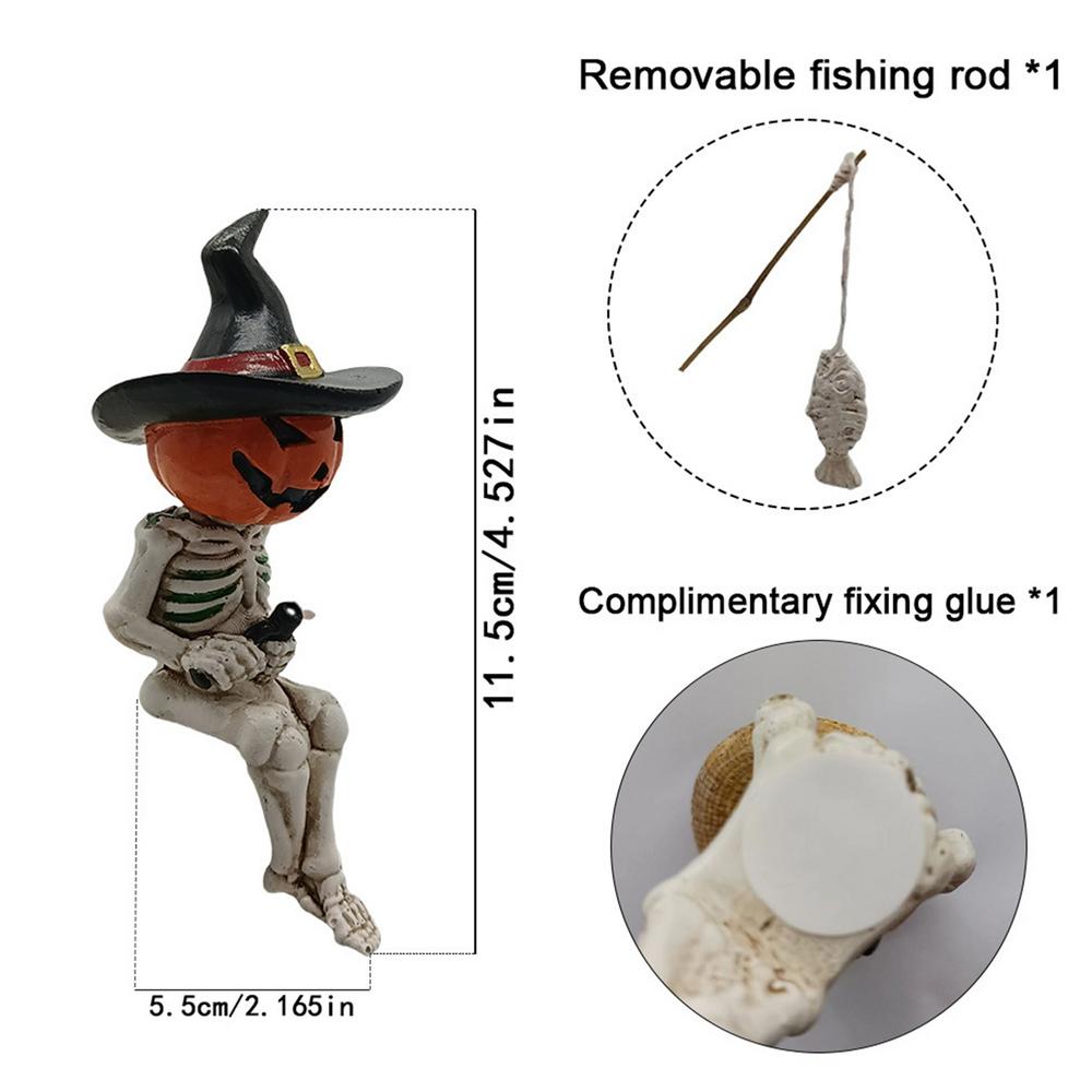 

Хэллоуин Скелет Рыбалка Статуя Украшения Рыбалка Череп Полимерные Фигурки для Хэллоуина Дом Сад Орнамент Подарки тыква