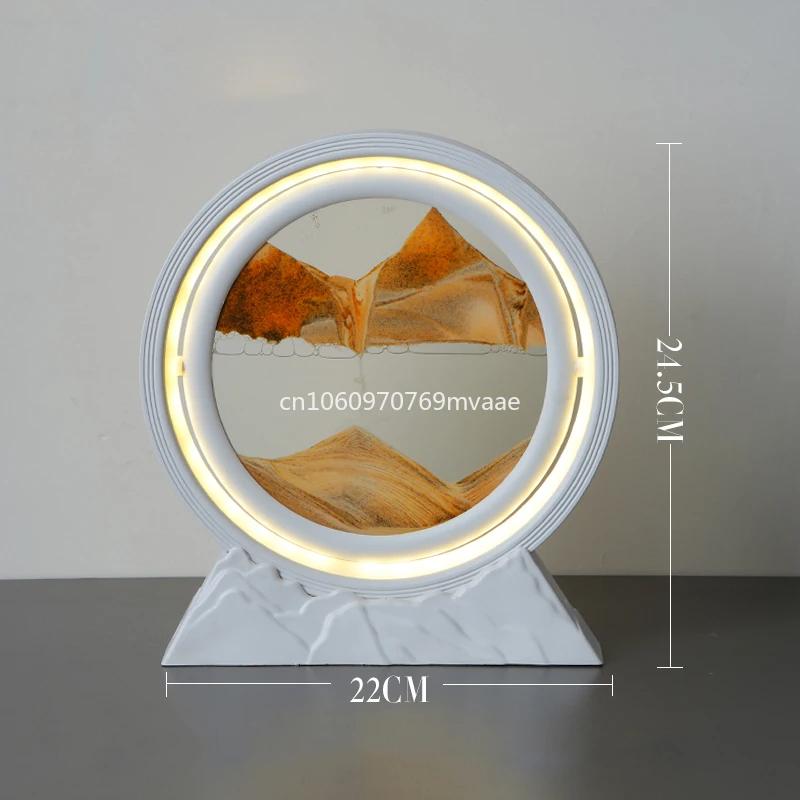 Sandscape Moving Sand Art Picture Quicksand Table Lamp Liquid Hourglass Dynamic Flowing Sand Painting Night Light Home Decor