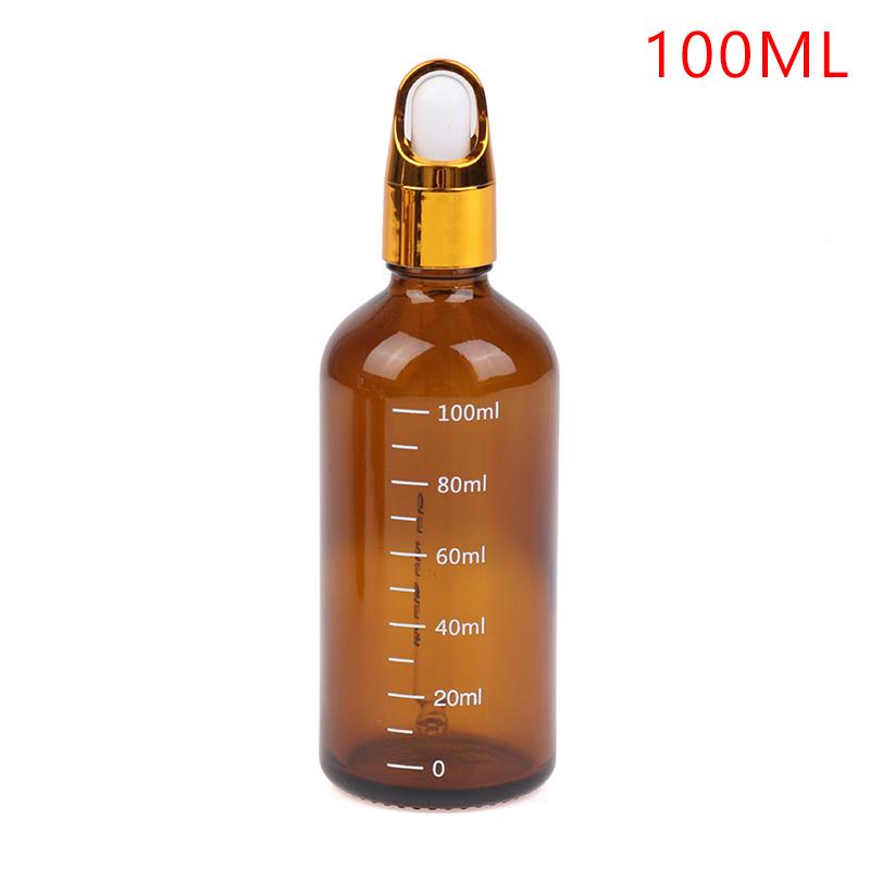 1PC 5-100ml Dropper Bottles With Scale Reagent Eye Drop Amber Glass Aromatherapy Liquid Pipette Bottle Refillable Bottles Travel