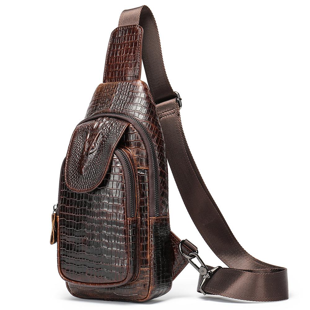 Genuine Leather Chest Bag, Men`s Shoulder