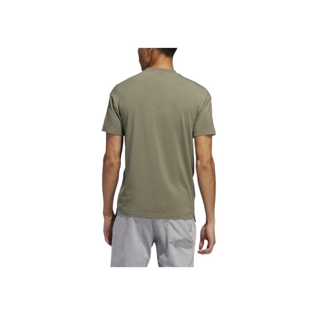 Adidas Solid Color Casual Comfortable Breathable Round Neck Short Sleeve T-Shirt Men Tops Army-Green FT2790