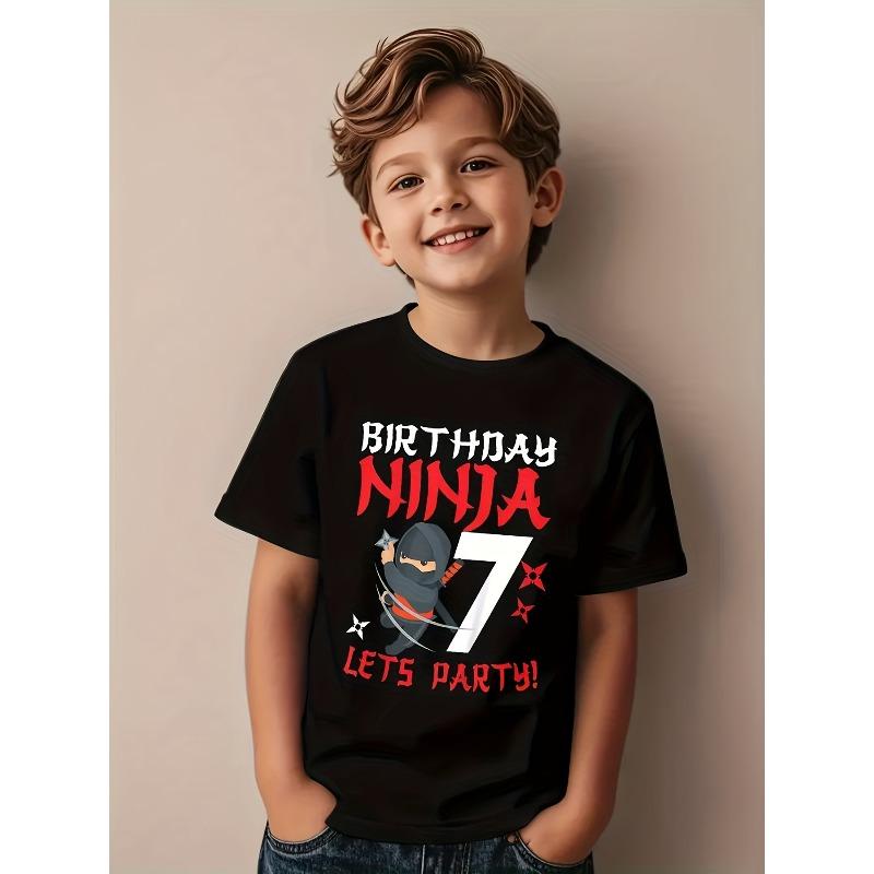 

European sizes Your Funny Ninja 7Th Birthday T-Shirt for Kids, Short Sleeves 164cm чорний