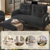 Corduroy 3-Piece Set Armchair + Stool + 2-Seater Sofa with Side Pocket Steel Frame & Backrest Deep Seat Modularly for Living Room, Grey