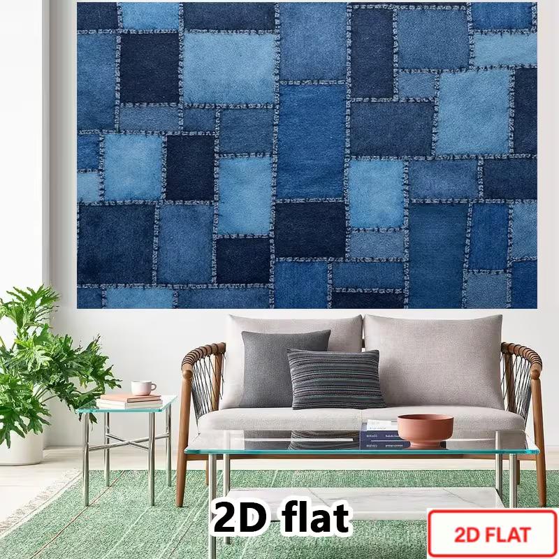 Sfondo Patchwork di Jeans 2D Diverse Tonalità di Blu Toppe di Denim Sfondo per Festa a Tema
