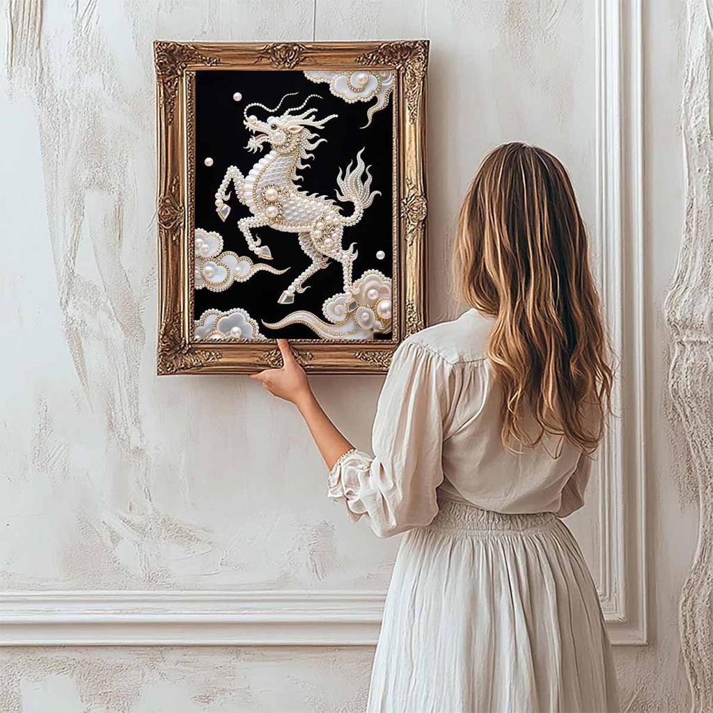DIY Kylin Pearl Art Painting for Home Wall Decor Pearl Gem Paintings Picture Arts Craft  for Adults/Beginners Gift Idea Home Decor Without Frame