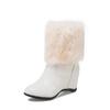 Fashion Big Size 33-43 Ladies Height Lncreasing Fur Ankle Boots Daily Concise Boots Women High Heels Shoes Woman Winter Botas Mujer33-43