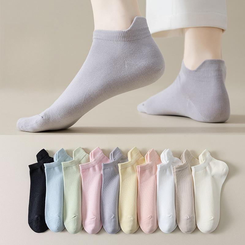 Women's Short Socks Summer Solid Color Boat Socks Ladies Sweat-absorbent Breathable Sports Socks