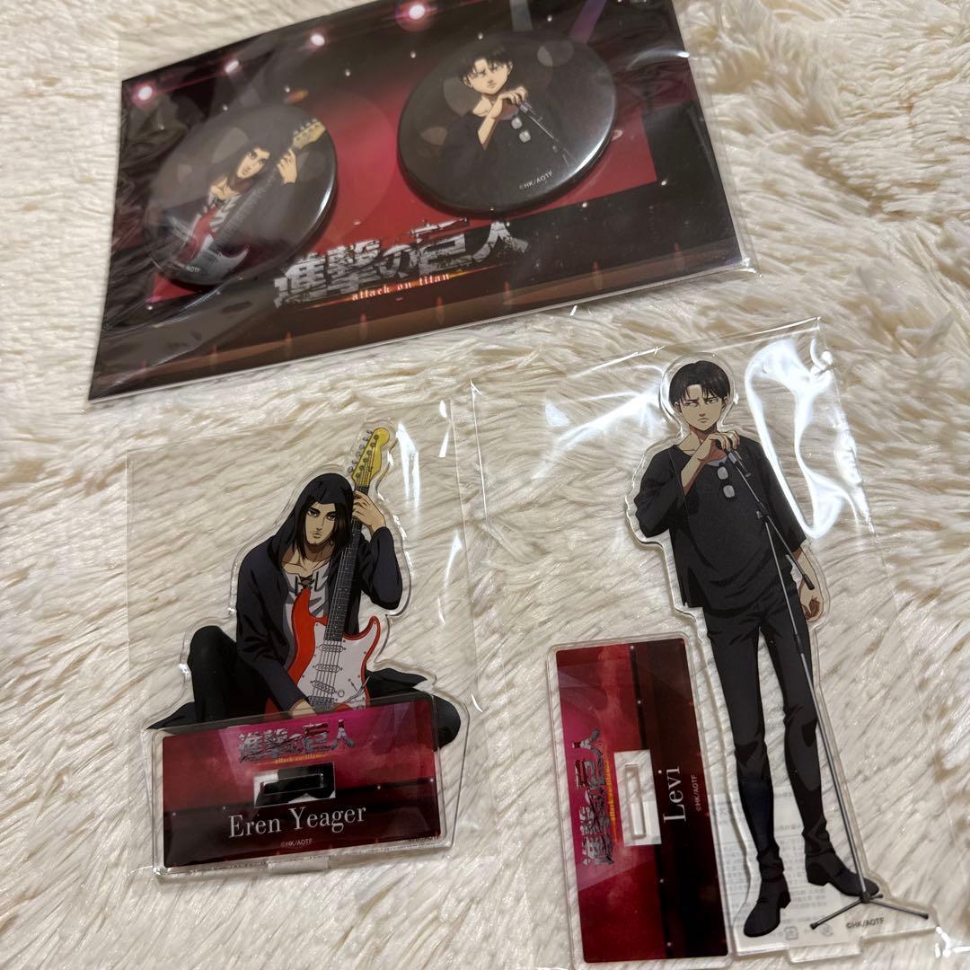 Used Attack on Titan Eren Levi Acrylic Stand Can Badge Karaoke Iron Man