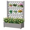Raised Garden Bed with Trellis for Climbing Plants Durable Dust-Proof Resin Planter in Green with Drainage Plug Water Level Gau