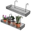 Railing Hanging Planter Holder Potted Plant Hanging Shelf with Hooks Flower Pot Holder Basket for Balcony Railing Deck Patio Porch Fence