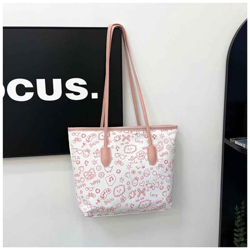 Summer New Casual Versatile Large-capacity Student Class Tote Bag Shoulder Bag Graffiti Canvas Bag Women