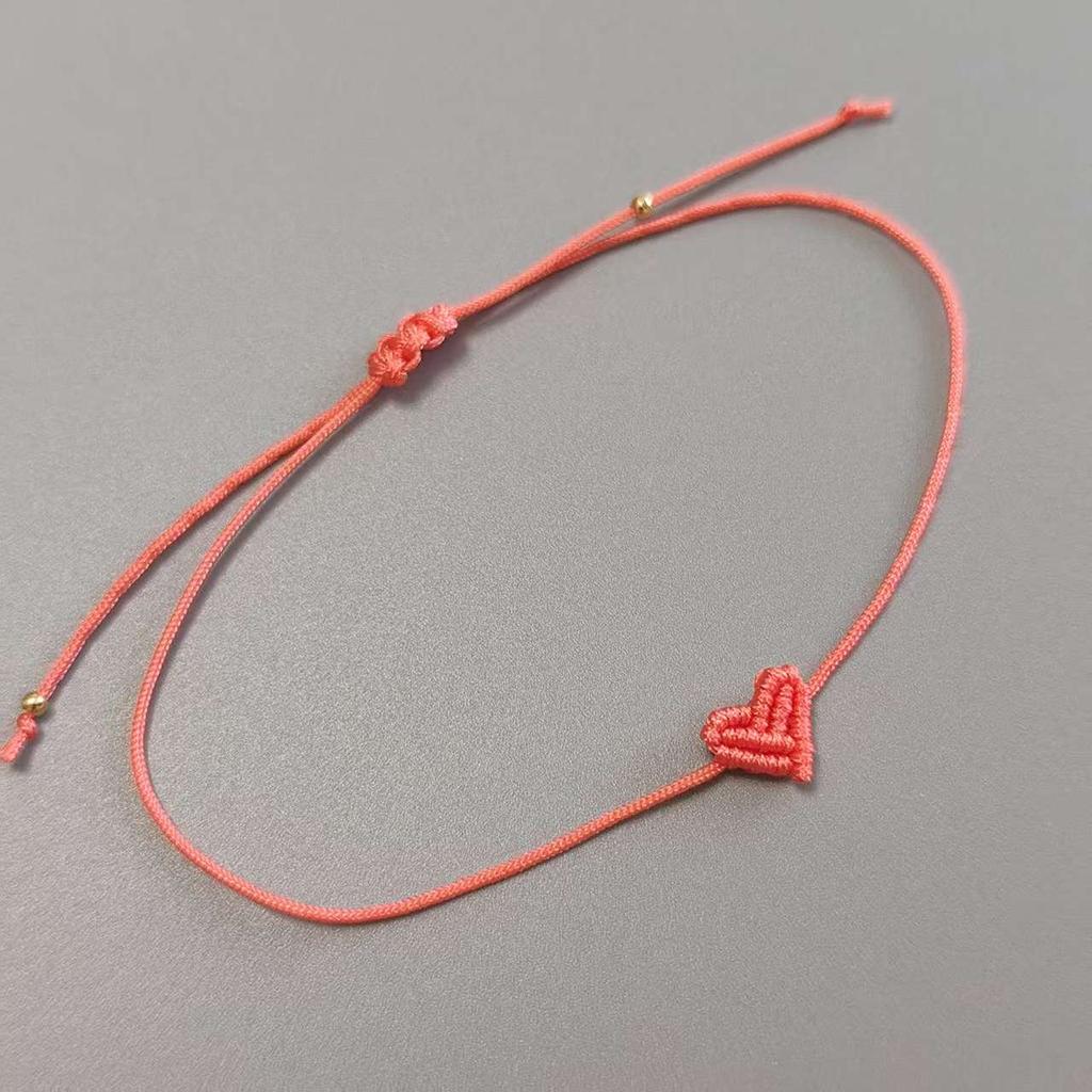 Hand Knitting Peach Heart-Shaped Lucky Red Rope Bracelet  Adjustable Women Bestie Charm Simple Men Couple Lovers  Gift