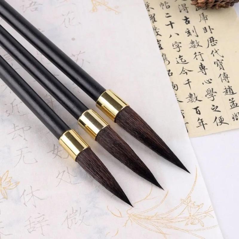 Ancient Oil Watercolor Chinese Calligraphy Brush Wolf Hair Wood Scriptures Writing Brush Oil Painting Art Paint Brush Student