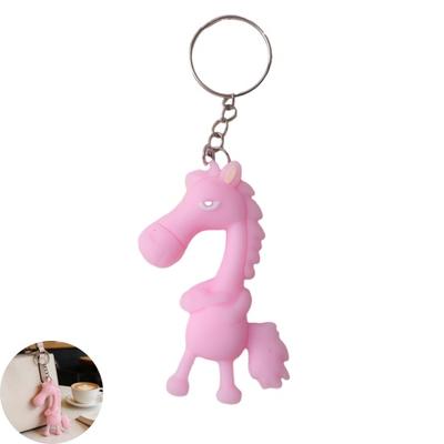 Keychain Pendant 3D Cartoon Horse Design Key Chain with Metal Ring Multifunctional Keychain Gift Accessory