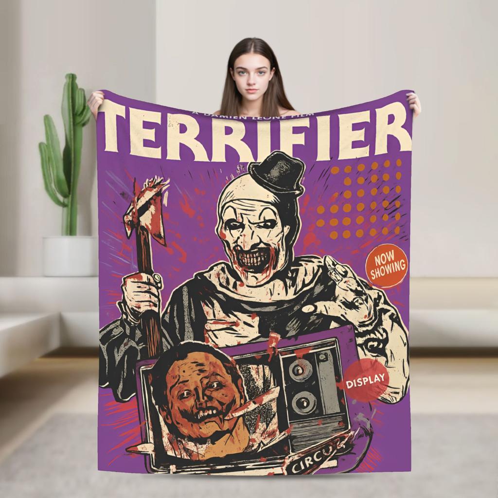 Art Crispies Terrifier Clown Blankets  Warm Novelty Plush Throw Blanket For Kids Living Room Flannel Bedspread Bed Cover
