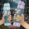 1PC Blue Floral Butterfly Group 750ml Color Plastic Sports Water Bottle Leakproof Flip Straw Lid For Sports Office Home Use