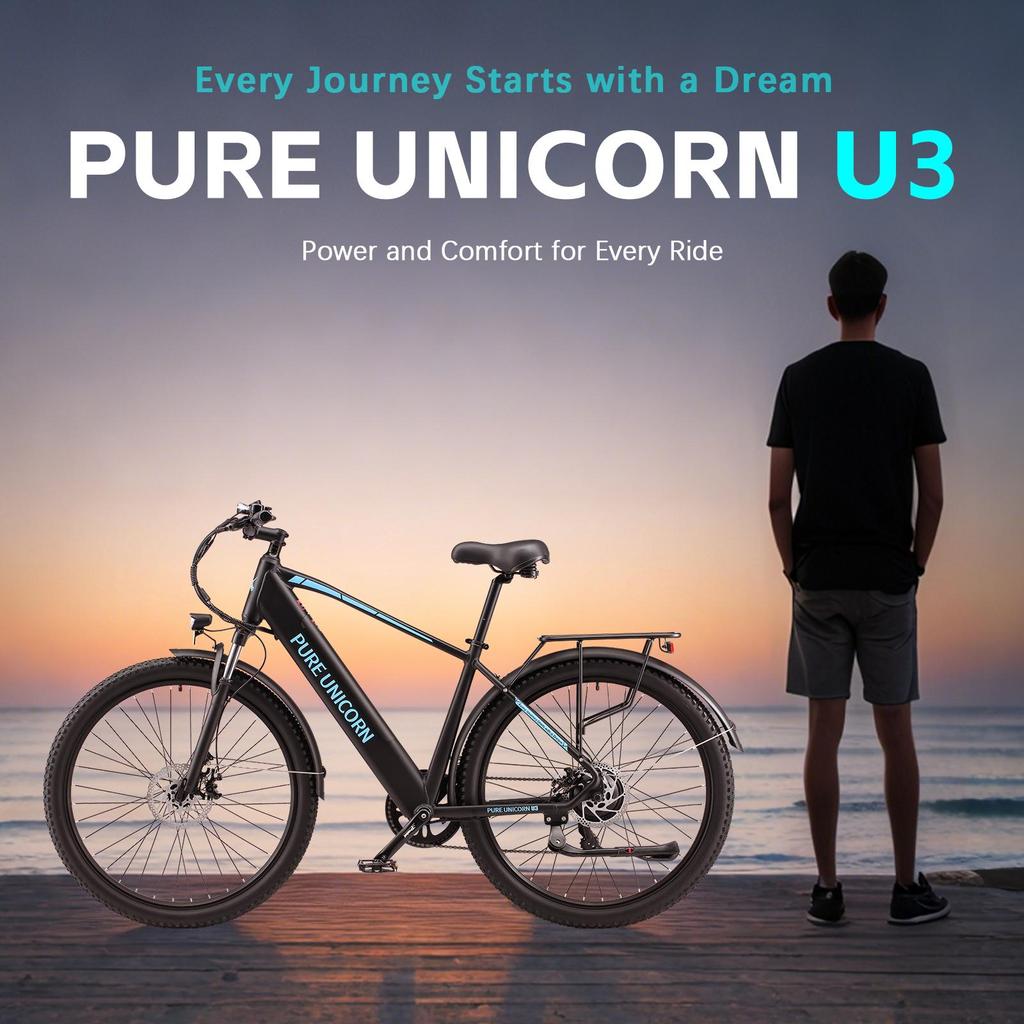 PURE UNICORN U3 Electric Bike 750W Motor 48V12.8Ah Battery 29 Inch Tires 45km/h Max Speed 60km Max Range Shimano 7-speed