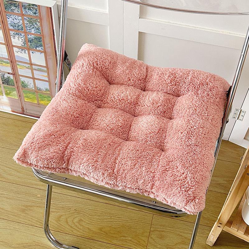 Double-Sided Long Plush Seat Cushion – Soft, Solid Color Chair Pad for Home, Balcony, Tatami Floor Mat, or Student Chair.