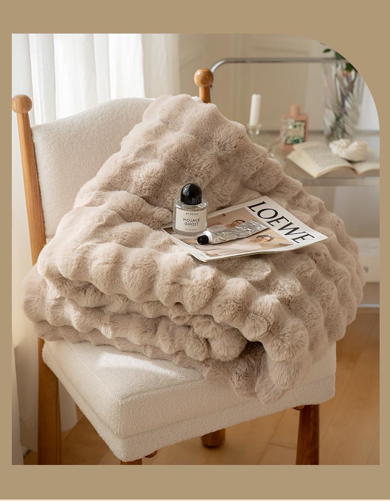 Verdickte Flanell-Winterdecke: Kaninchenhaar, Korallenfleece-Schal für Büronap, Klimaanlage und Sofanutzung