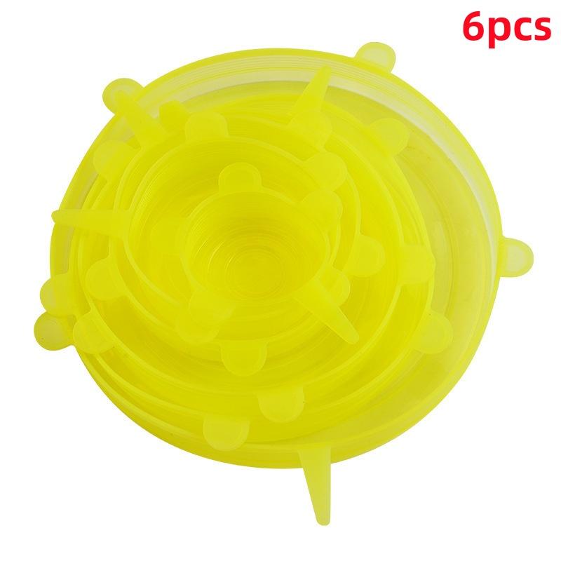 

6Pcs Food Grade Silicone Preservation Cover Reusable Airtight Pot Bowl Keep Food Fresh Stretchy Wrap Cover Kitchen Cookware