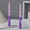 Handmade Spiral Twisted Long Stick Candle Two-Tone Gradient Macaron Paraffin Smokeless Taper Candle Minimalist European Tabletop  Decoration