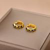 Cute Minimalist Zircon Green Hoop Earrings For Women Stainless Steel Small Circle Ear Button Earrings  Jewelry