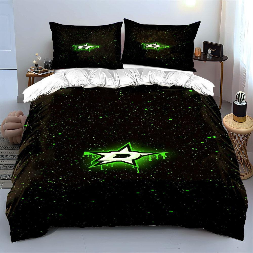 "Green Glowing Star with Dripping Effect" Print Bedding Set Duvet Cover Pillowcases (1* Duvet Cover 2* Pillowcases Do Not Include Comforter)