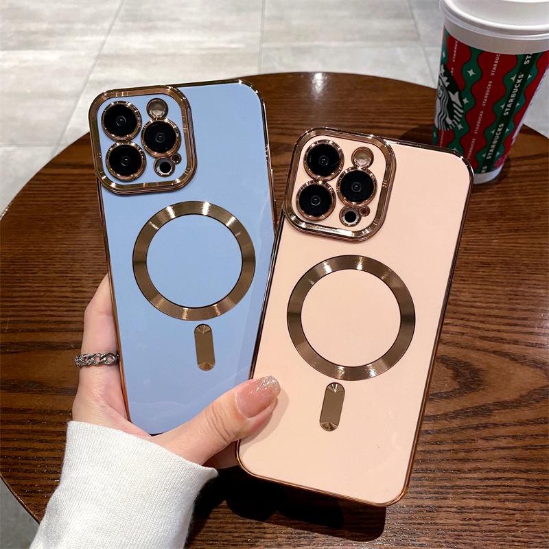 Luxury Plating For Magsafe Magnetic Case For Apple iPhone 15 14 13 12 11 Pro Max 14 15 Plus Wireless Charging Cover Accessories