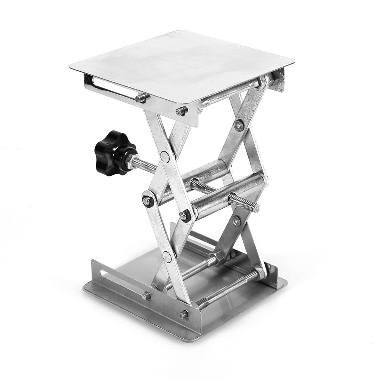 Plateforme élévatrice de laboratoire 100 x 100 mm, support, ciseaux, acier inoxydable