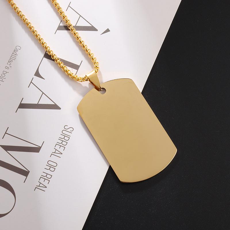 Collana da Uomo con Doppia Medaglietta Rettangolare in Acciaio Inossidabile, Ciondolo Medaglietta Militare in Acciaio Titanio, Gioielli Militari da Uomo