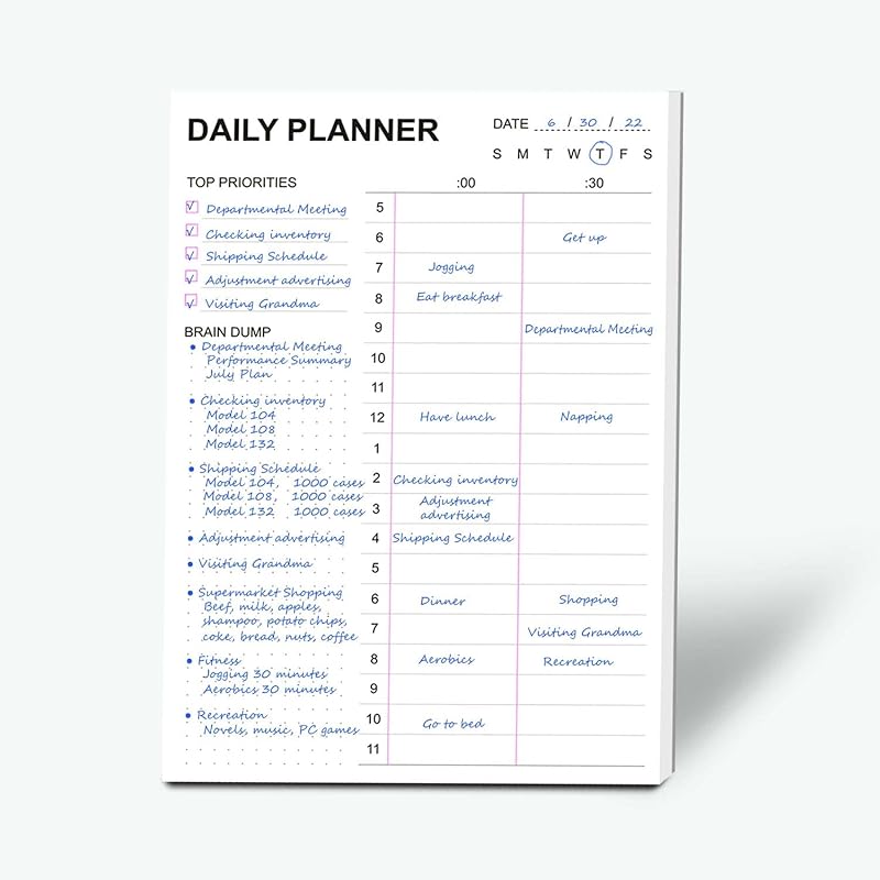 Tiankool To Do List Notepad - Daily To Do List with Priorities, Hourly Scheduler and Notes - Daily Planner Notepad for Work, Study, Appointments, 60