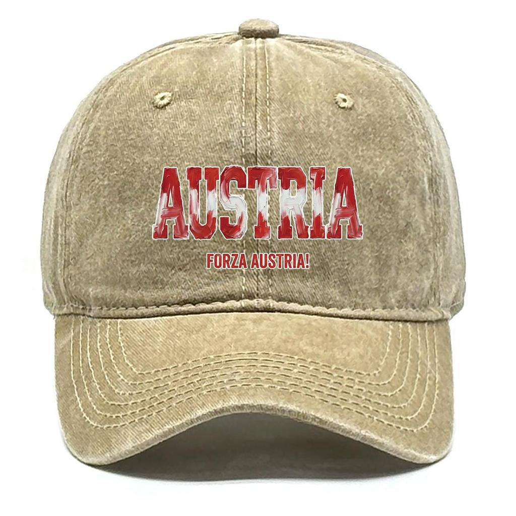 "AUSTRIA" "FORZA AUSTRIA" Flag Printed Snapback Baseball Cap , Adjustable Sun Hat Stylish Non-Stretch Fabric Casual Cozy Dad Hat