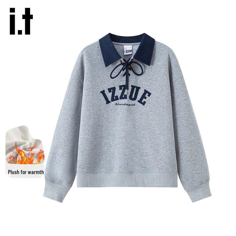 Izzue It Women s Fleece Lapel Sweatshirt L