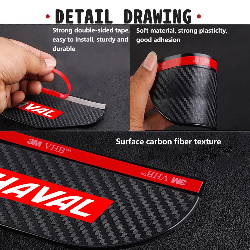 2pcs Carbon Car Rearview Mirror Rain Eyebrow Blocker Sun Visor For Haval Great Wall Jolion H1 H2 H3 H4 H5 H6 H7 H9 F5 F7 M4 M6