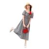 French black bubble sleeve plaid dress children's summer 2026 new small temperament slim dress