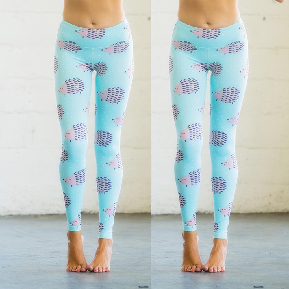 

Женские спортивные леггинсы с принтом ежика для спортзала, йоги, бега, фитнеса XL синий