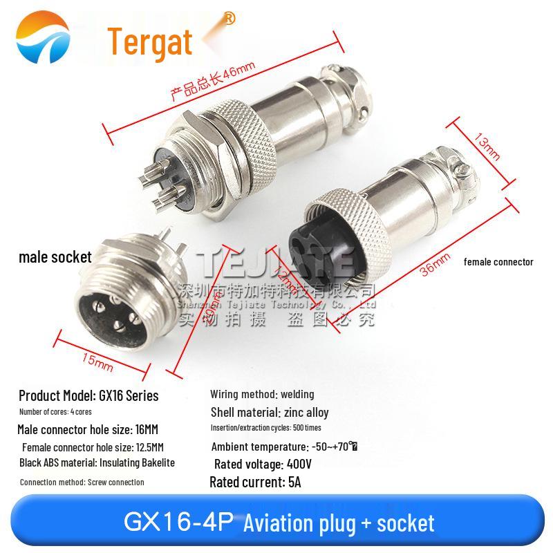 GX16 M16 Aviation Plug Socket: 2 to 10-Pin Male & Female Connector