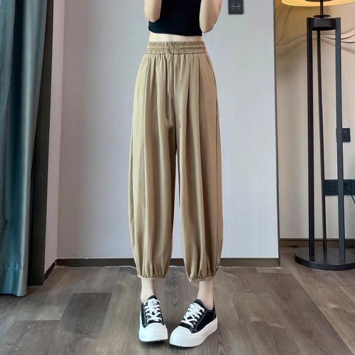 

Women s Quick-Dry Sun Protection Harem Pants | Summer Lightweight Slimming Loose Fit | Plus Size Casual Cropped Sports Pants L хакі