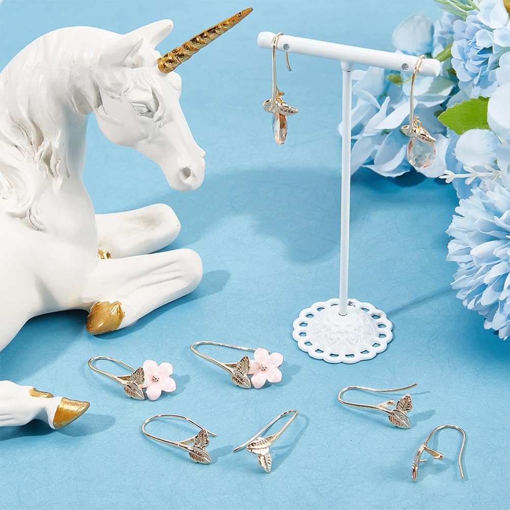 

Beebeecraft 1 коробка 20 шт. крючки для серег с зажимами, латунь с позолотой 18 карат, французские ушные дужки в виде листьев с застежкой-подвеской для изготовления серег своими руками