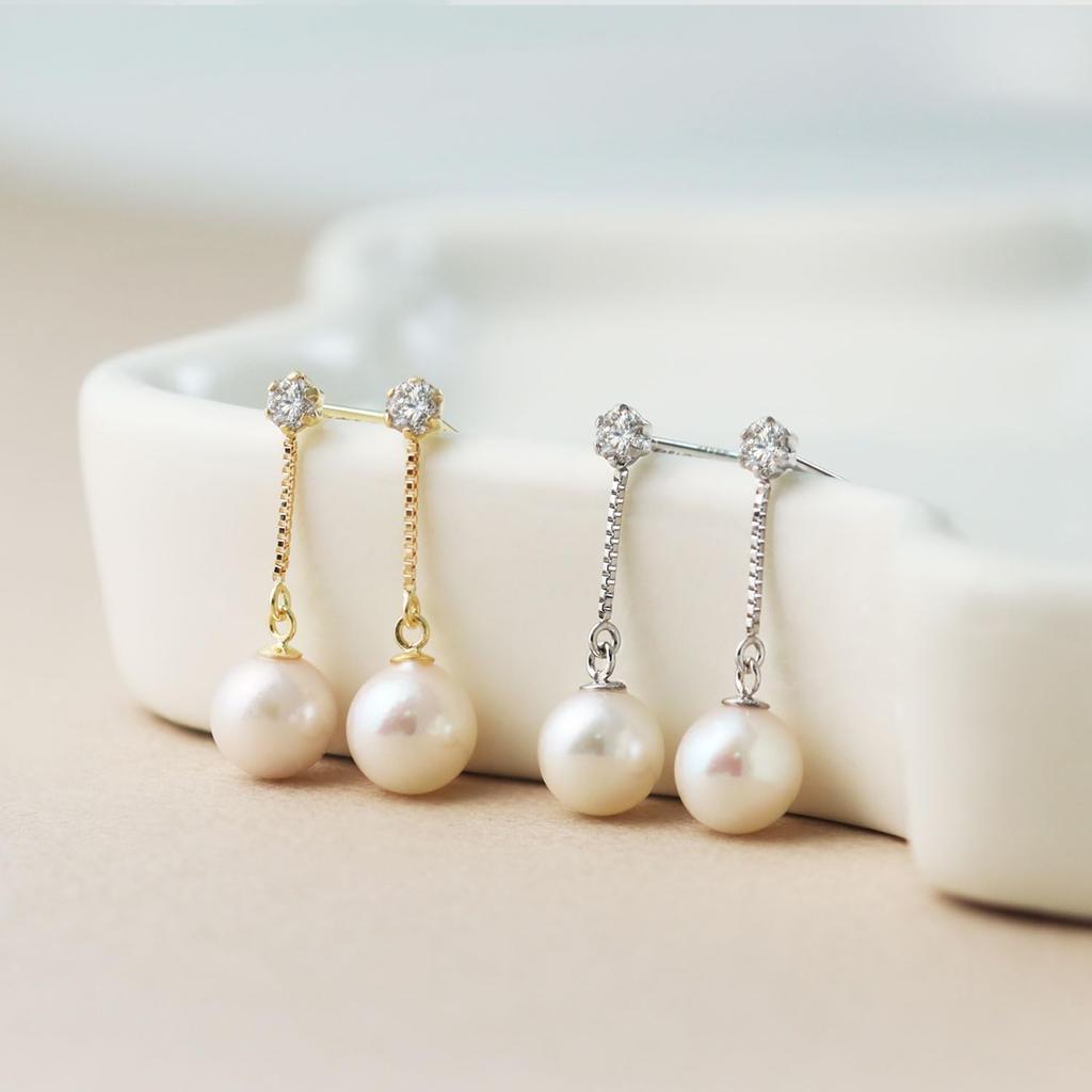 Lala Christie Women's Akoya Pearl Earrings with Natural Diamonds, 0.1ct, 18K Gold, le71-0016-yg