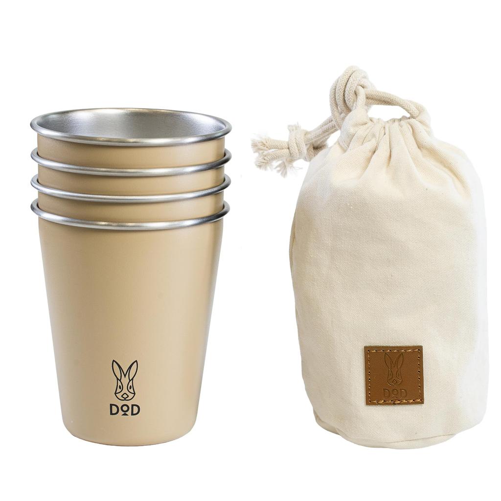 DOD Yottsu Stack Bunny Set of Camping Stackable with Storage Cups, 4, Cups, Mugs, Bag, MG1-232-TN