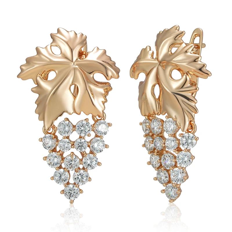 Women's Grape Design Zirconia Luxury Gold Earrings Large Party Party P... More