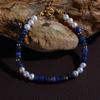 S925 Sterling Silber Neue Chinesische Natürliche Süßwasserperle Blaues Muster Buntes Schatz-Halskette Damen-Nische High-End Armband Perlen-Schlüsselbein