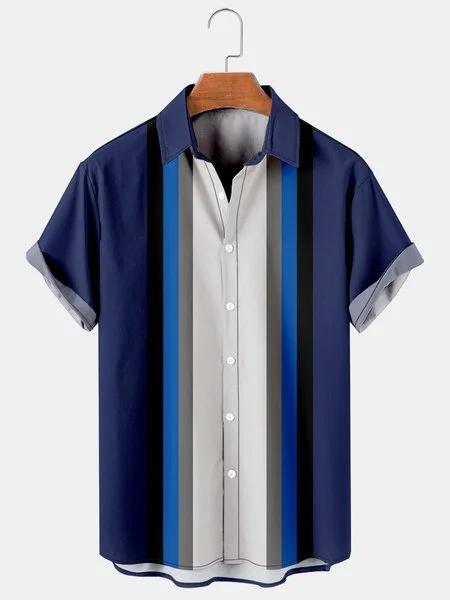 Camicia da uomo a maniche corte a righe stile hawaiano con stampa 3D, larga, stile street, top alla moda da uomo, casual, semplice, senza tasche