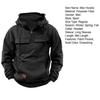 Spring Fall Men Hoodie Big Patch Pocket Drawstring Hooded Chest Pockets Half Zipper